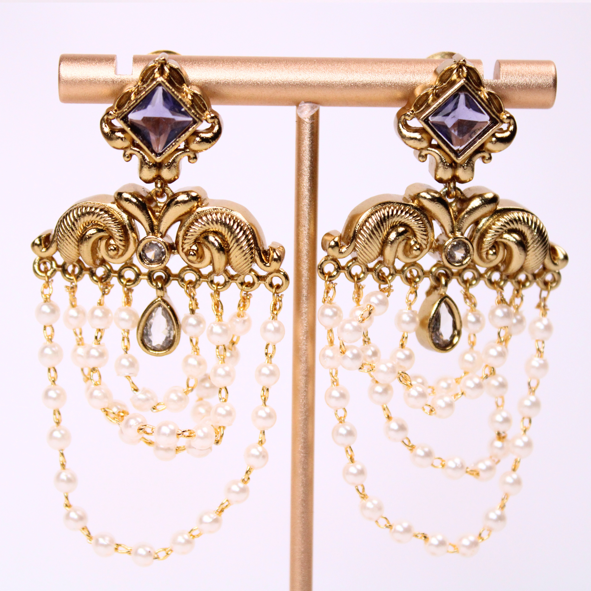Regal Pearl Cascade Earrings