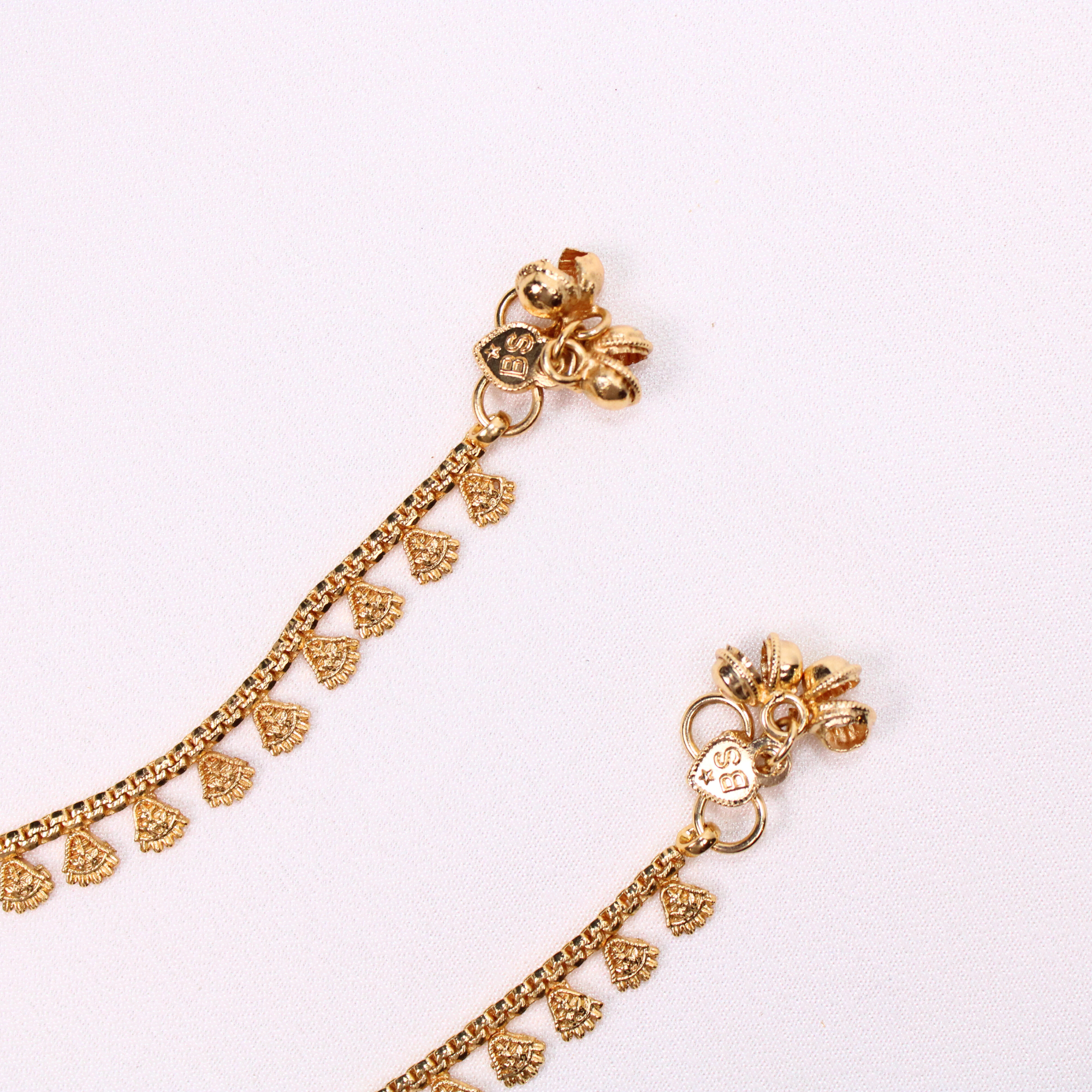 Leaf Motif Temple Anklet Pair