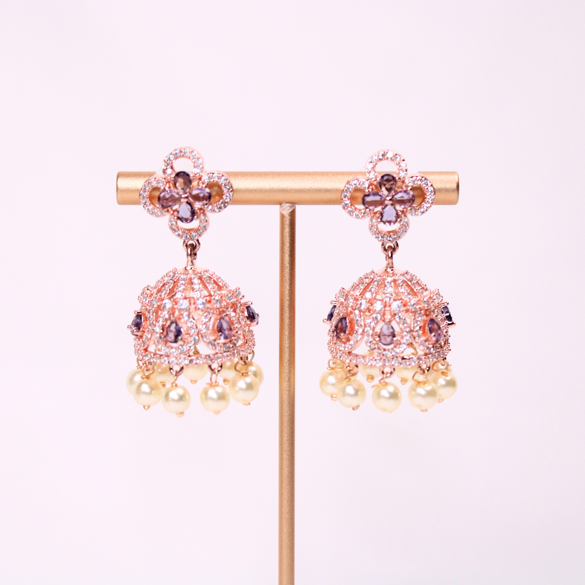 Lavender Glow Rose-Gold Earrings