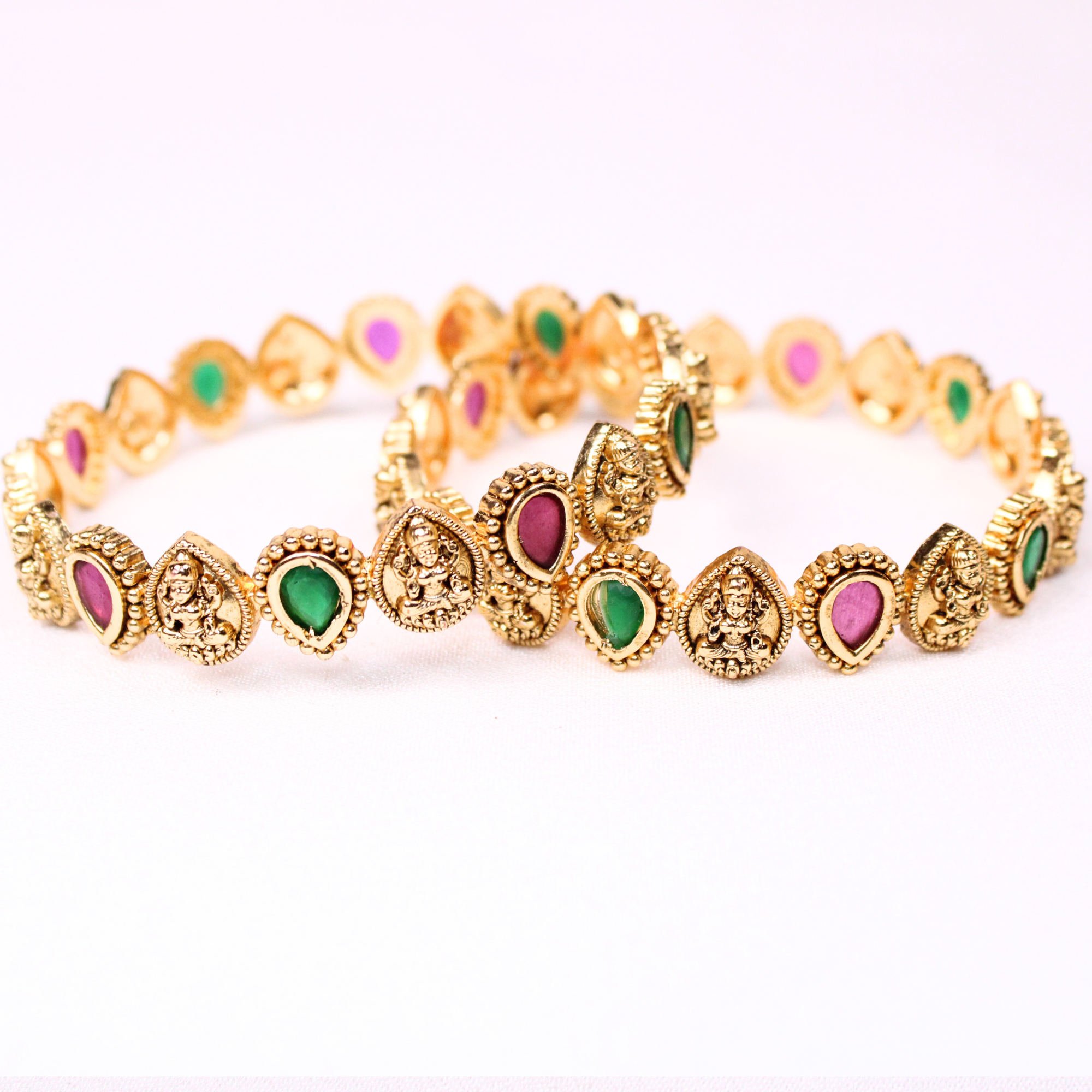 Lakshmi Ruby-Color Temple Bangles