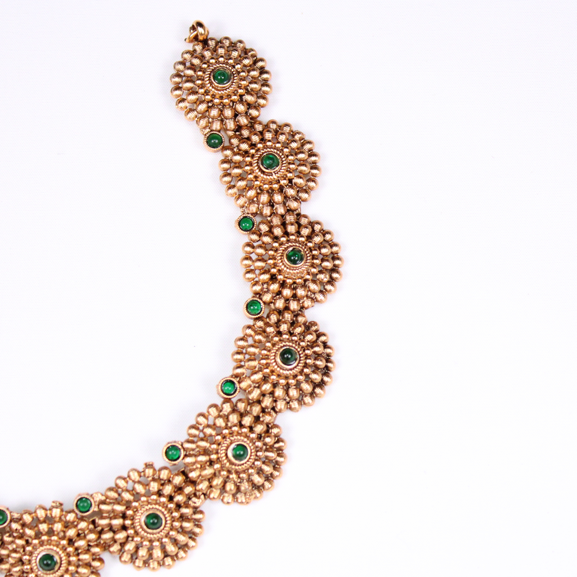 Green-Color Floral Temple Necklace