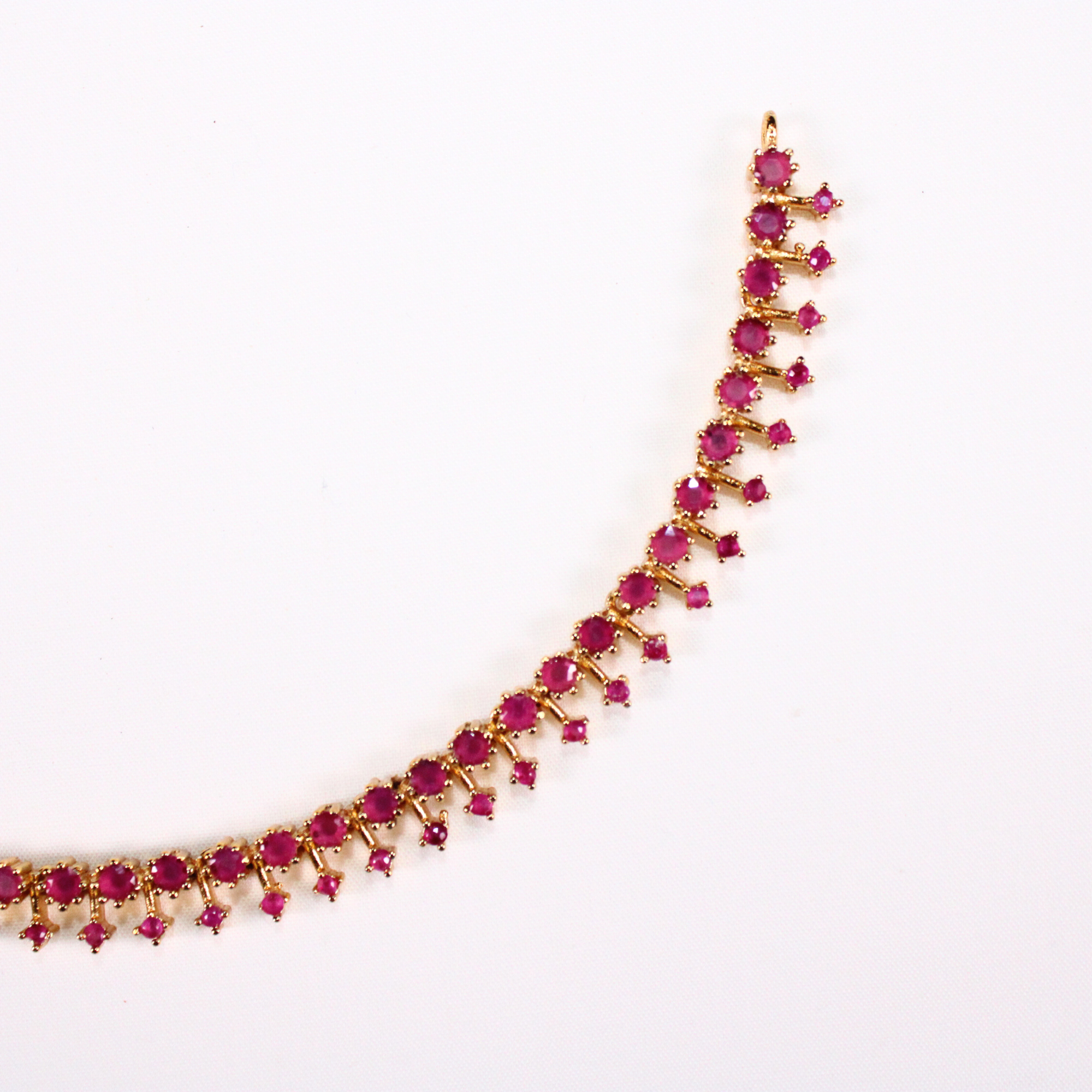 Ruby-Color Cascade Temple Necklace