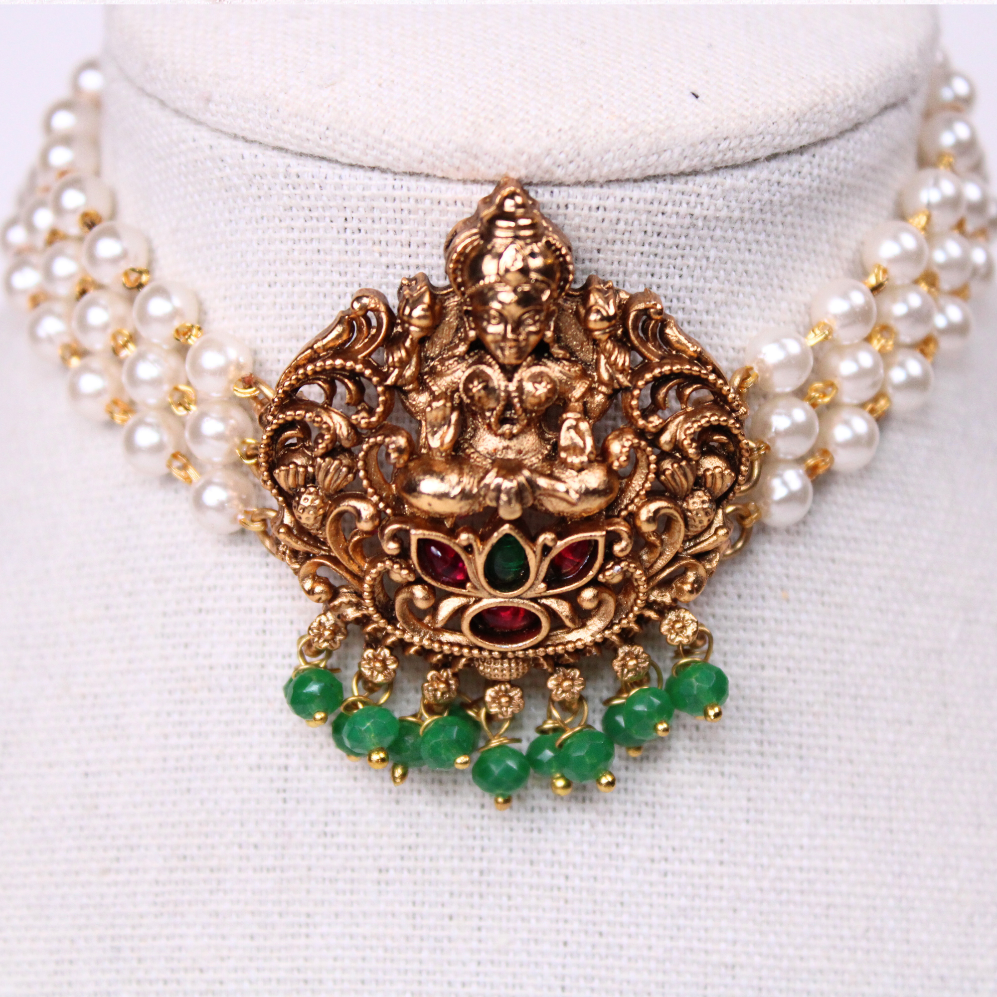 Royal Floral Mandala Temple Necklace Set with Earrings