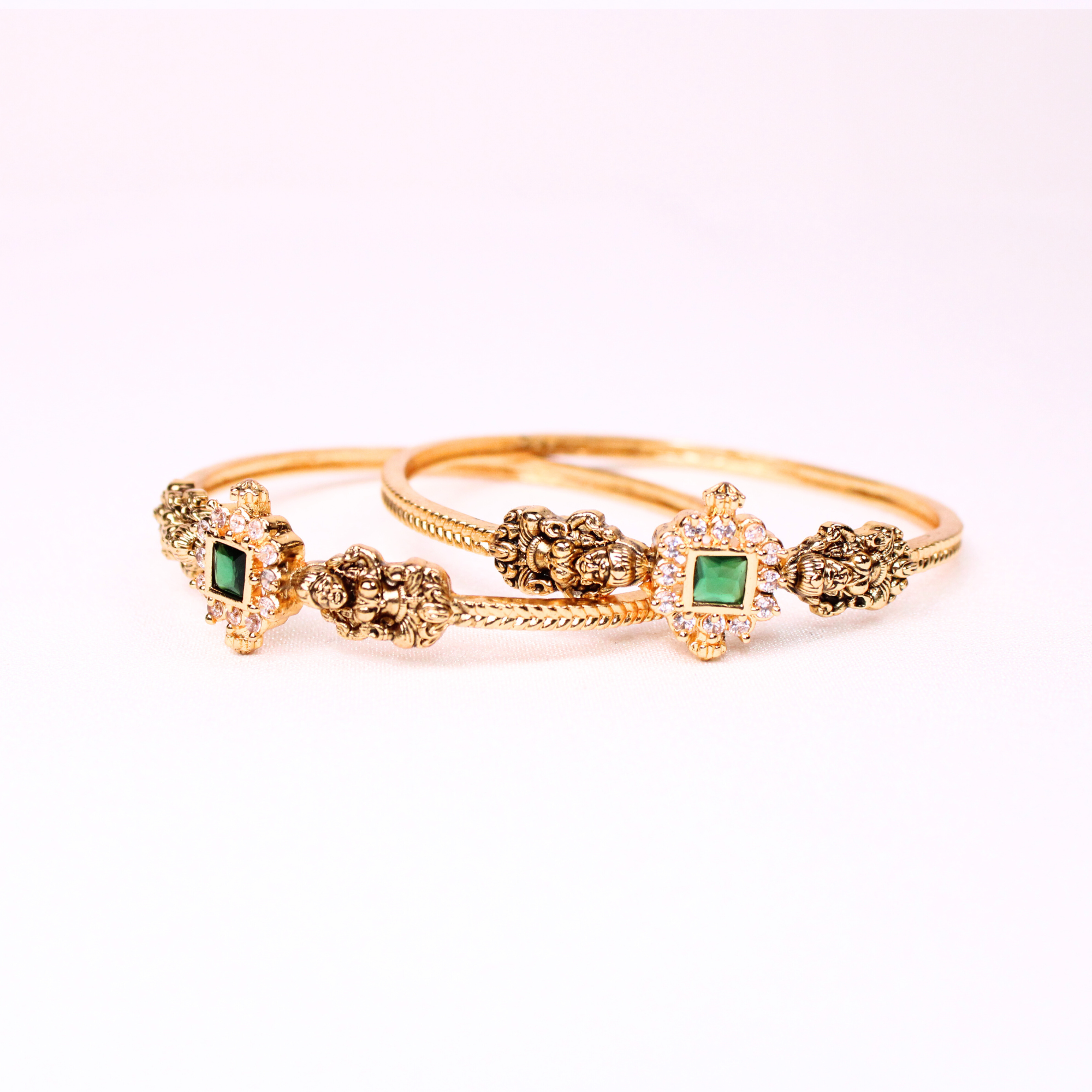 Lakshmi Heritage Bangles with Green Centerpiece