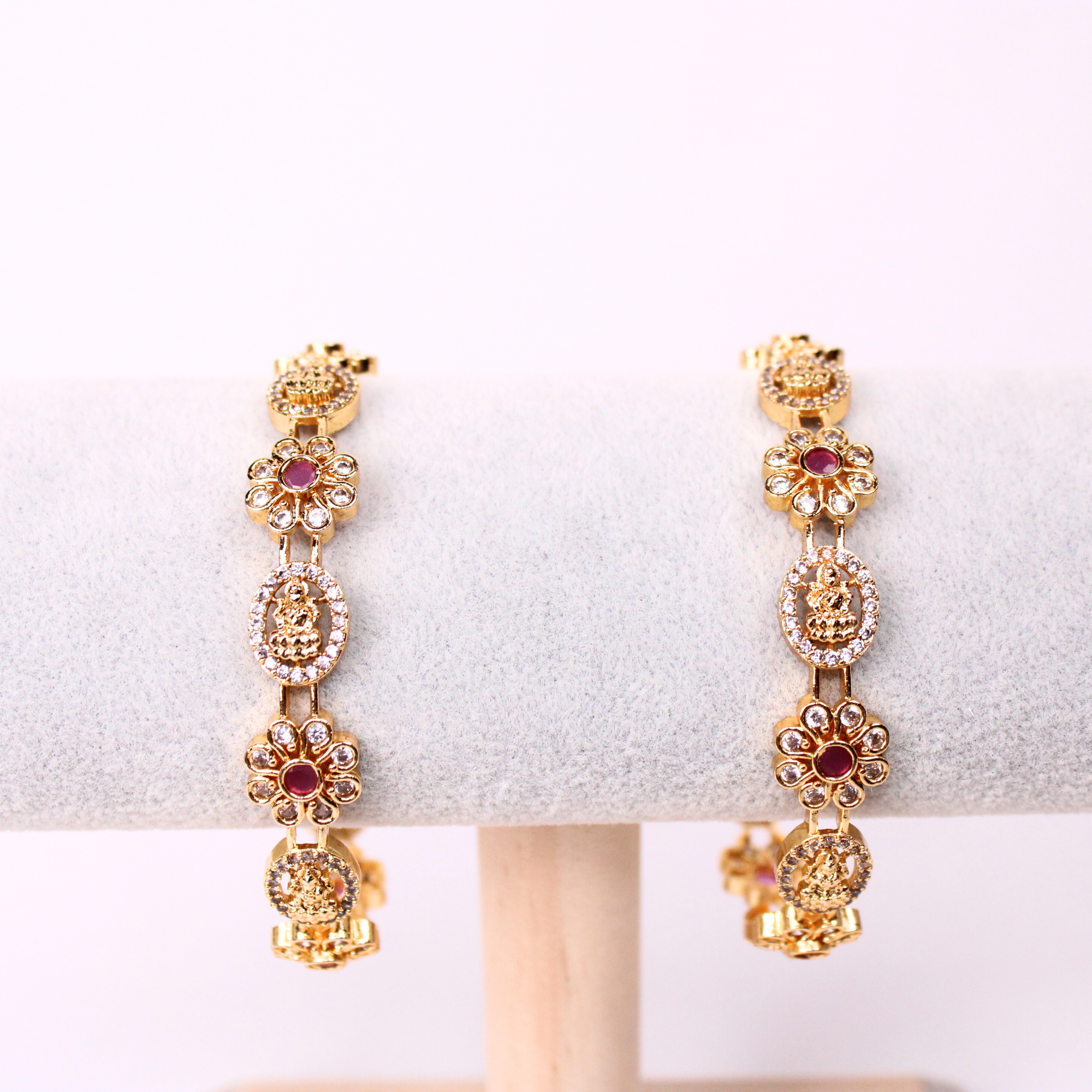 Lakshmi Floral Motif Temple Bangles