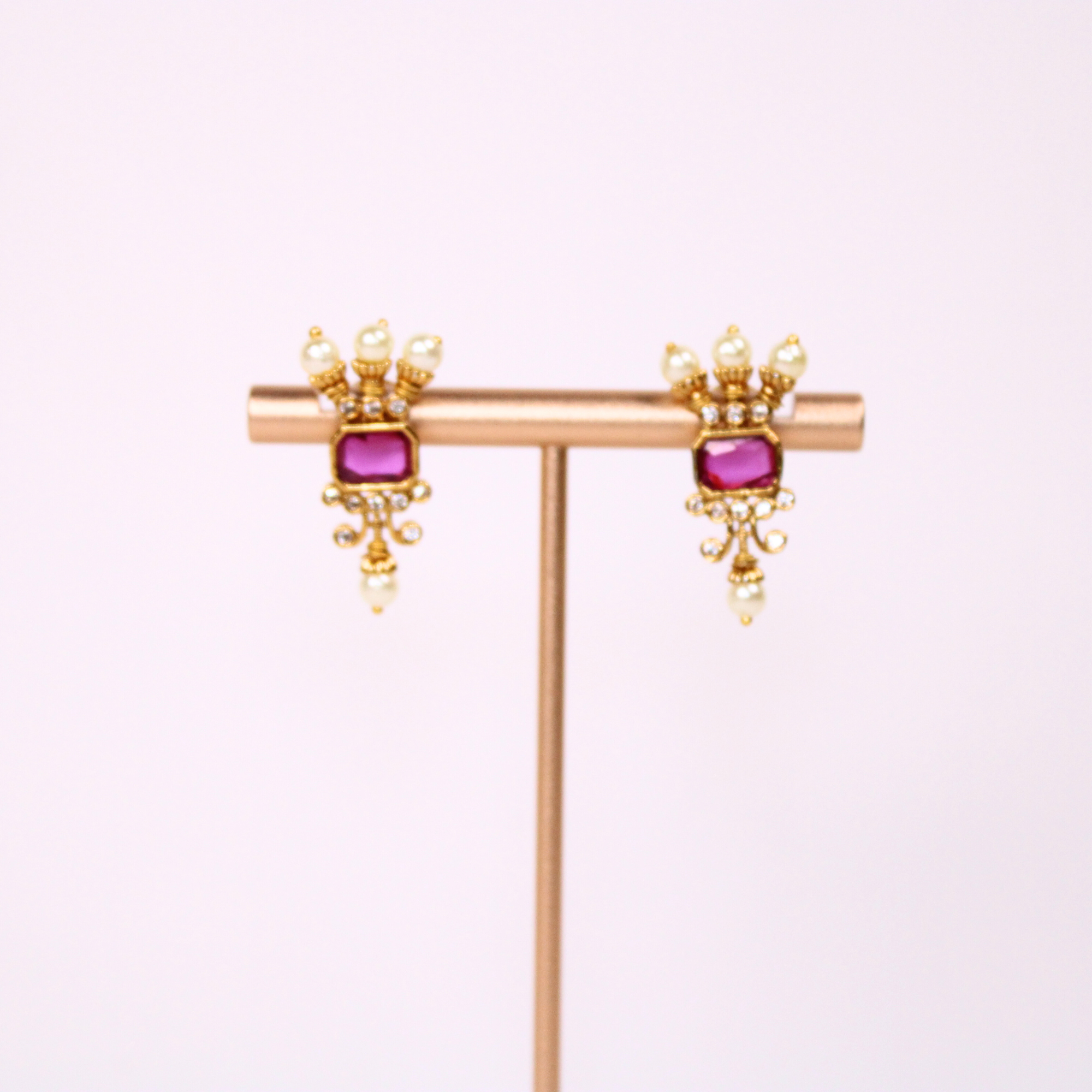 Red and Green Stone Guttapusalu Choker and Earrings Set