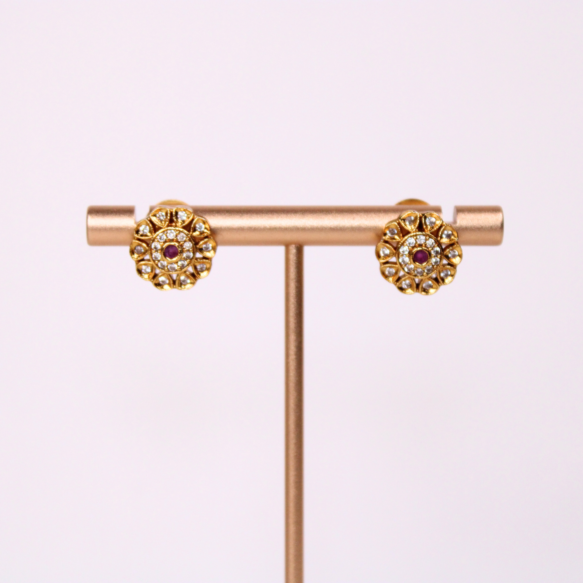 Navaratna Ruby Floral Choker Set with  Earrings