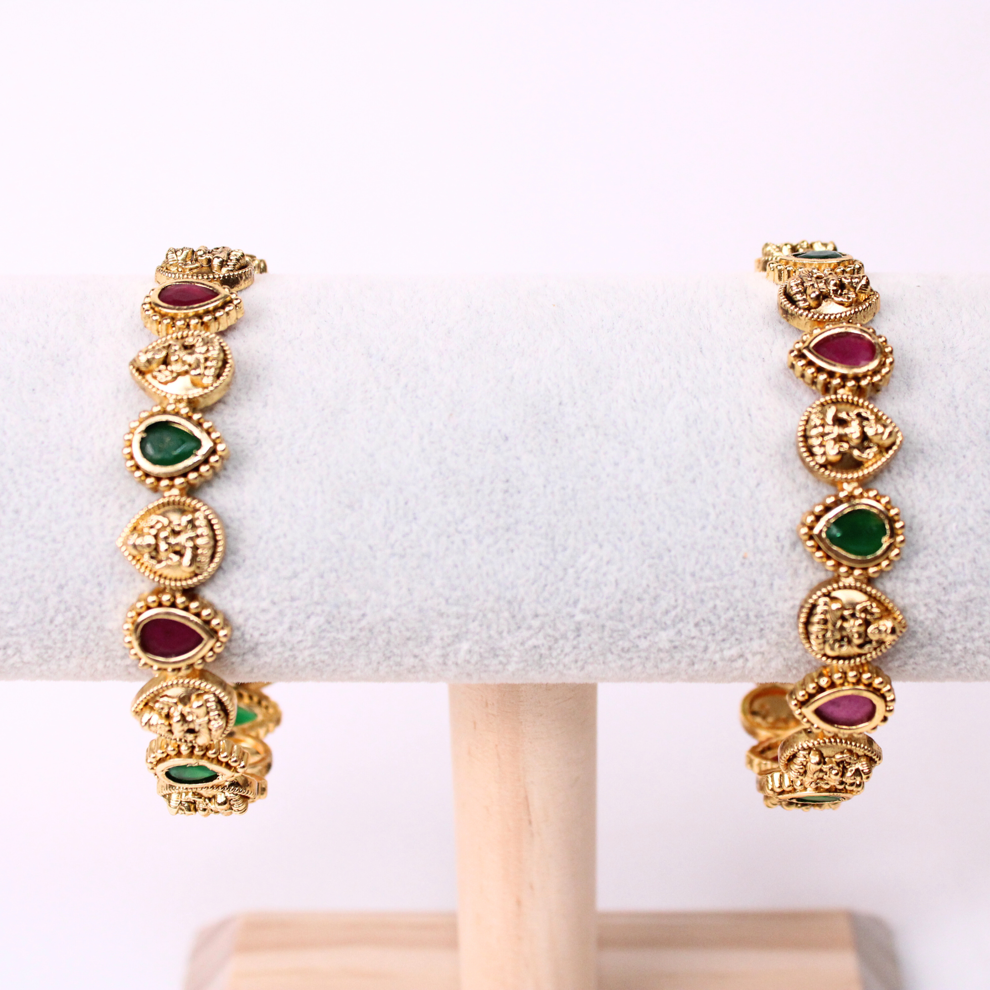 Lakshmi Ruby-Color Temple Bangles