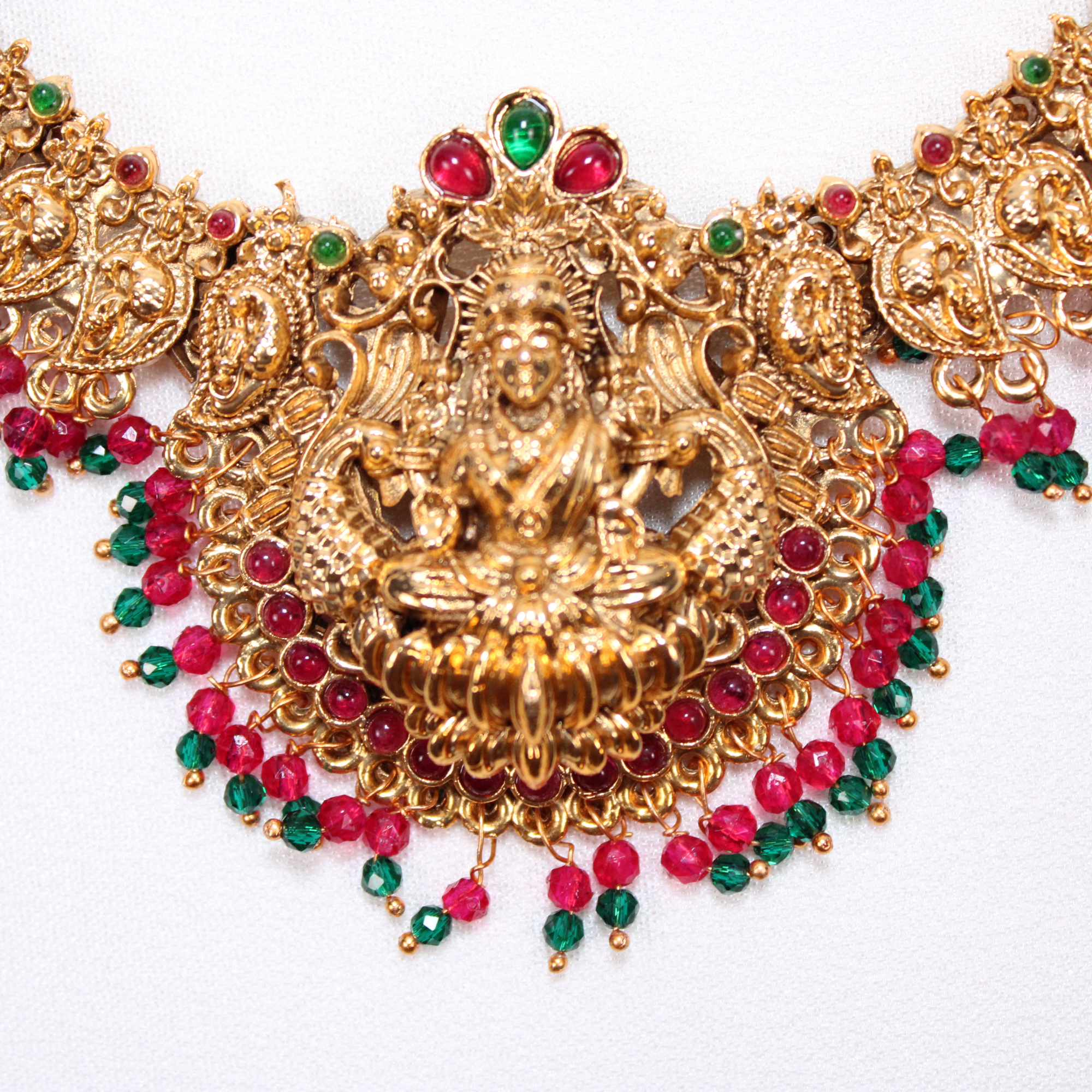 Lakshmi Temple Necklace Set with Earrings