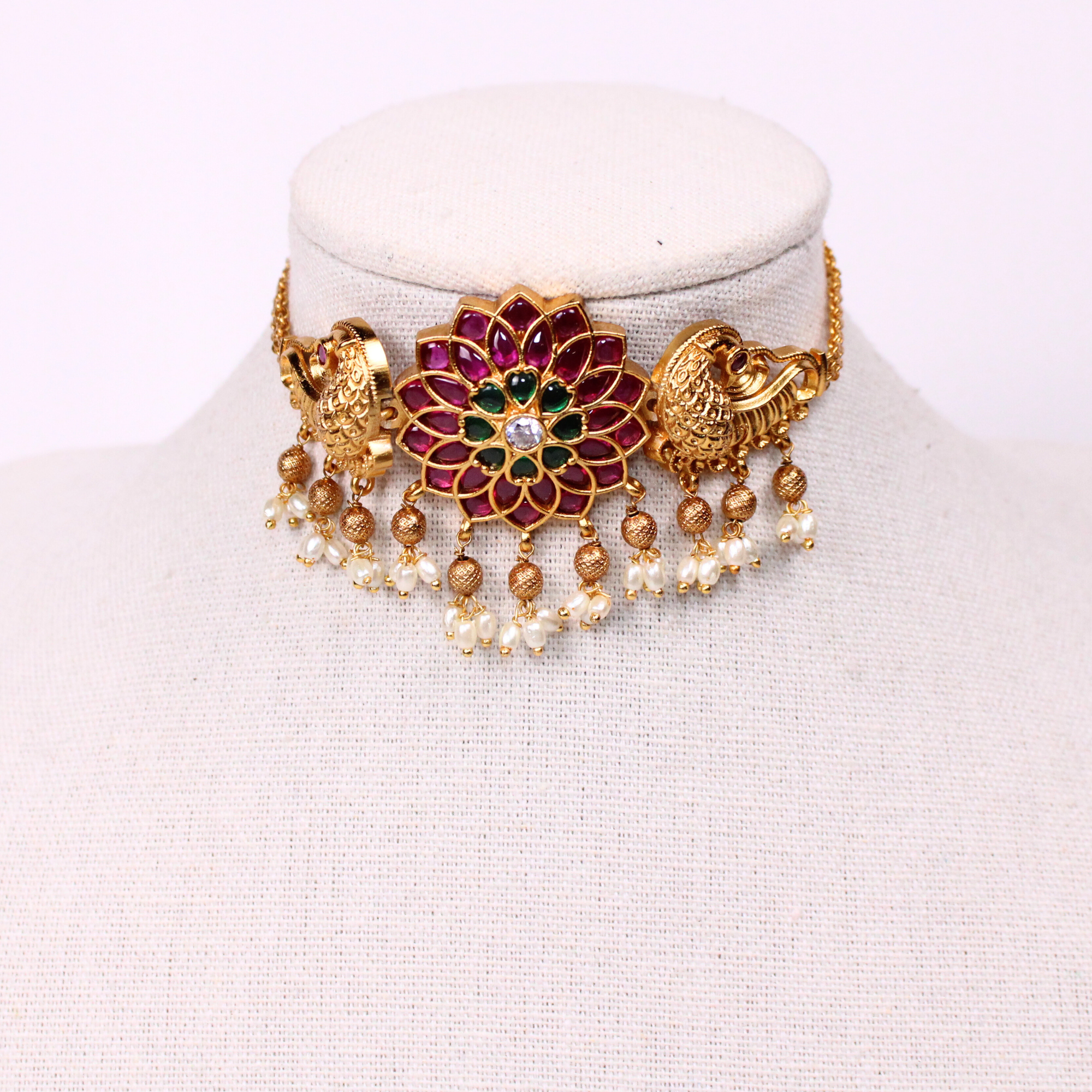 Peacock Mandala Choker and Stud Earrings