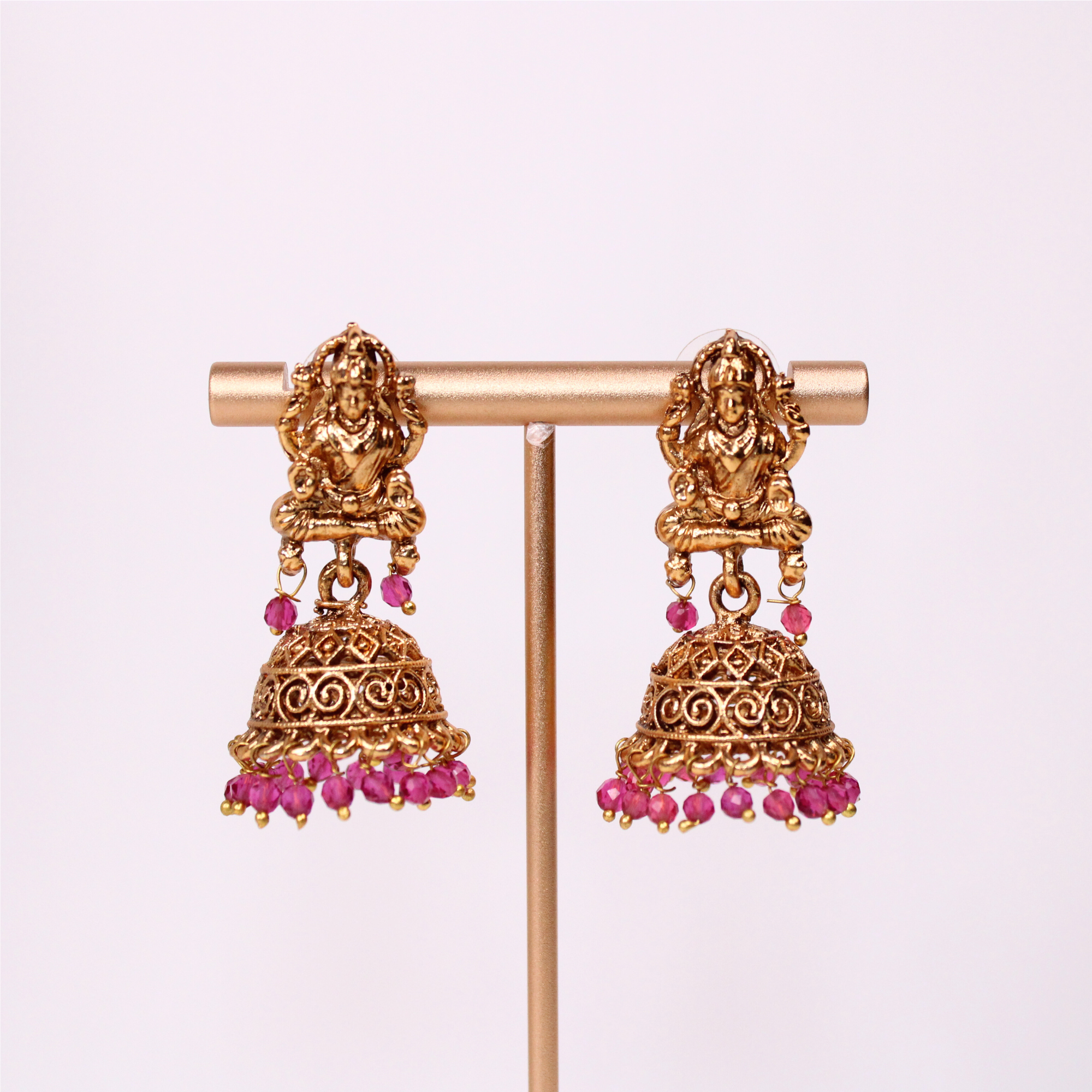 Lakshmi Diamond-Shaped Temple Aram Set with Earrings