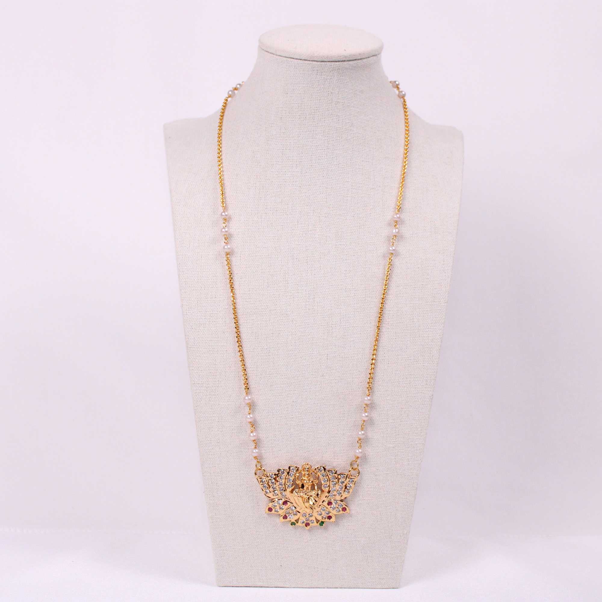 Lakshmi Lotus Motif Pearl Mala